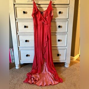 Express Vibrant Red High Low Dress